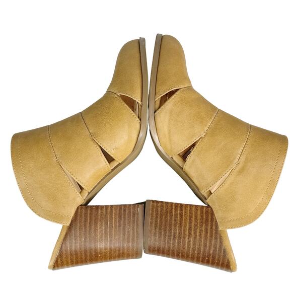 CCOCCI Faith Leather Mules Coccinelle Slip On Shoes Block Heels Tan Brown 9 - Picture 6 of 9